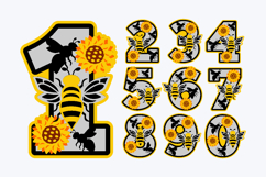 Sunflowers, Bee the Sunshine Numbers 3D SVG Product Image 2