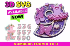 Ballerina Party 3D SVG Numbers | Ballerina birthday SVG Product Image 1