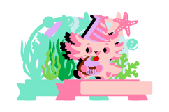 Axolotl Birthday Shaker 3D Cake Topper SVG Product Image 3