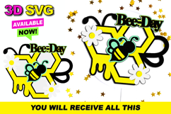 bee day Cake Topper 3D SVG Product Image 1
