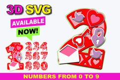 Valentines Day Numbers 3D SVG Product Image 1