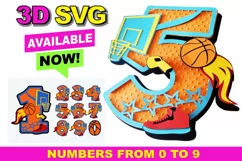 Basketball 3D SVG Numbers | Basketball birthday SVG Product Image 1