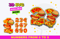 Fast Food Numbers 3D SVG Product Image 1