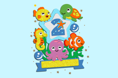 Cute sea animals Cake Topper 3D SVG Product Image 4