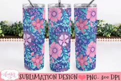 Glitter and flowers 20oz tumbler wrap sublimation PNG Product Image 2