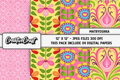 Matryoshka Digital Papers, scrapbooking backgrounds designs Product Image 1