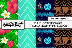 Nautical Princess Digital Papers, scrapbooking backgrounds Product Image 1