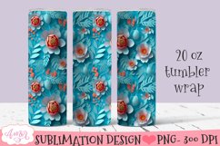 3D floral tumbler wrap sublimation, spring tumbler PNG Product Image 1