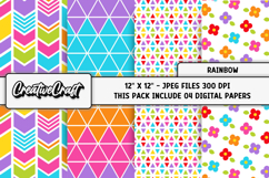 Rainbow Colors Digital Papers, scrapbook backgrounds designs Product Image 1