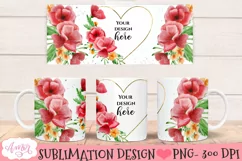 Floral photo mug template PNG for sublimation 11oz 15oz mug Product Image 2
