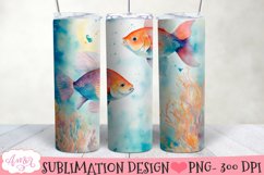 Watercolor Sea underwater Tumbler Wrap Sublimation PNG Product Image 2