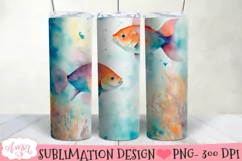 Watercolor Sea underwater Tumbler Wrap Sublimation PNG Product Image 2