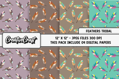 Feathers Tribal Digital Papers, scrapbook background designs Product Image 1