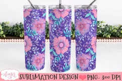 Flowers and glitter 20oz tumbler wrap sublimation PNG Product Image 2