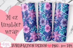 Glitter and flowers 20oz tumbler wrap PNG design Product Image 2