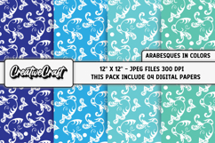 Colors Arabesques Digital Papers, scrapbooking designs Product Image 1
