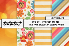 Summer Digital Papers, vintage scrapbook backgrounds designs Product Image 1