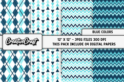 Blue Colors Digital Papers, scrapbooking backgrounds designs Product Image 1