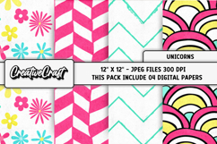 Unicorns Digital Papers, scrapbooking backgrounds designs Product Image 1
