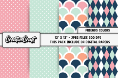 Friends Colors Digital Papers, scrapbook backgrounds designs Product Image 1