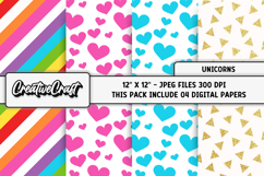 Unicorns Digital Papers, scrapbooking backgrounds designs Product Image 1