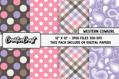 Sheriff Cowgirl Digital Paper, scrapbook background designs Product Image 1