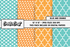 Blue Orange Digital Papers, scrapbook backgrounds designs Product Image 1