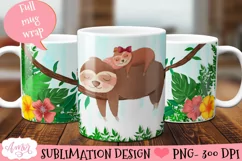 Sloth Mom Mug Wrap PNG| Cute Animal Mug Templates Product Image 1