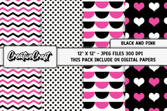 Black Pink Digital Papers, scrapbooking backgrounds designs Product Image 1