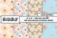 Little Butterfly Digital Papers, scrapbook background design Product Image 1