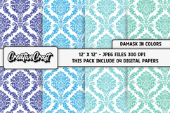 Colors Damask Digital Papers, scrapbook backgrounds designs Product Image 1