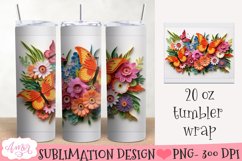 3D Tumbler Sublimation BUNDLE | Flowers and butterflies PNG Product Image 2