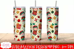 Christmas tumbler wrap for sublimation | Cute elves PNG Product Image 2