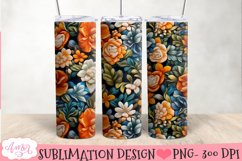 3D floral tumbler wrap sublimation, spring tumbler PNG Product Image 2