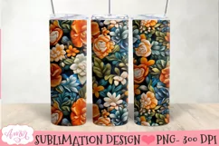 3D floral tumbler wrap sublimation, spring tumbler PNG Product Image 2