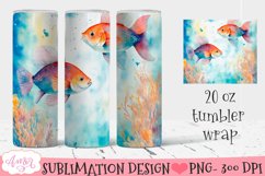 Watercolor Sea underwater Tumbler Wrap Sublimation PNG Product Image 1
