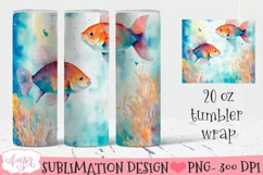 Watercolor Sea underwater Tumbler Wrap Sublimation PNG Product Image 1
