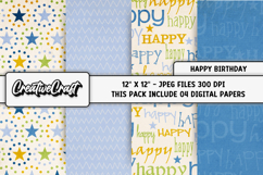 Happy Birthday Digital Papers, scrapbook backgrounds designs Product Image 1