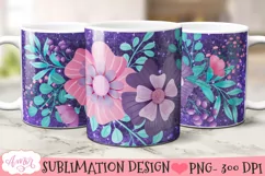 Floral Mug wrap PNG for Sublimation 11oz and 15oz Product Image 2