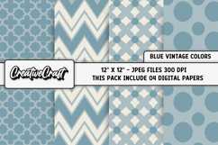 Blue Vintage Digital Papers, scrapbook backgrounds designs Product Image 1
