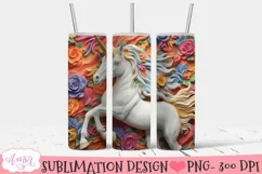Unicorn 3D tumbler wrap PNG for sublimation Product Image 2