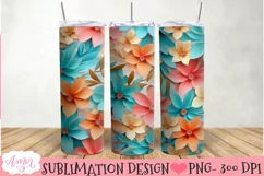 3D floral 20oz Tumbler Sublimation | Spring tumbler PNG Product Image 2