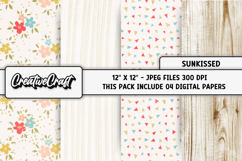 Sunkissed Digital Papers, scrapbooking backgrounds designs Product Image 1