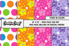 Colors Stars Digital Papers, scrapbook background designs Product Image 1