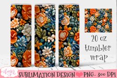 3D floral tumbler wrap sublimation, spring tumbler PNG Product Image 1