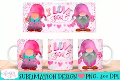 I love you Mug Wrap for Sublimation | Valentine gnomes mug Product Image 1