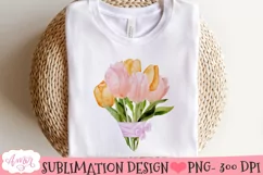 Watercolor tulips bouquet PNG for sublimation | Spring mug Product Image 1