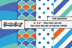 Fish Aquarium Digital Papers, scrapbooking papers designs Product Image 1