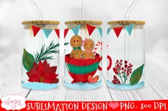 Christmas Gingerbread Man Can Glass Wrap PNG for Sublimation Product Image 1
