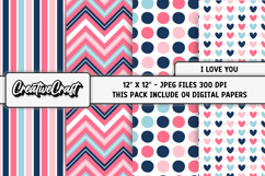 I Love You Digital Papers, scrapbooking backgrounds designs Product Image 1